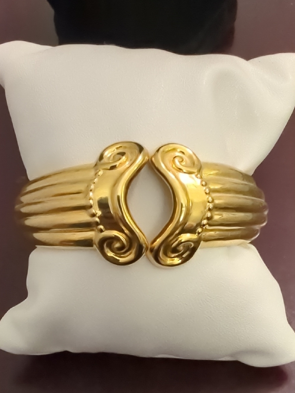 Gold-Tone Women's Cuff Bracelet - Elegant Swirl Design
